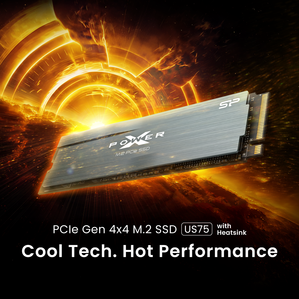 Silicon Power US75 w/ Heatsink 1TB-4TB NVMe Gen4x4 M.2 2280 Internal Solid State Drive Compatible with PS5