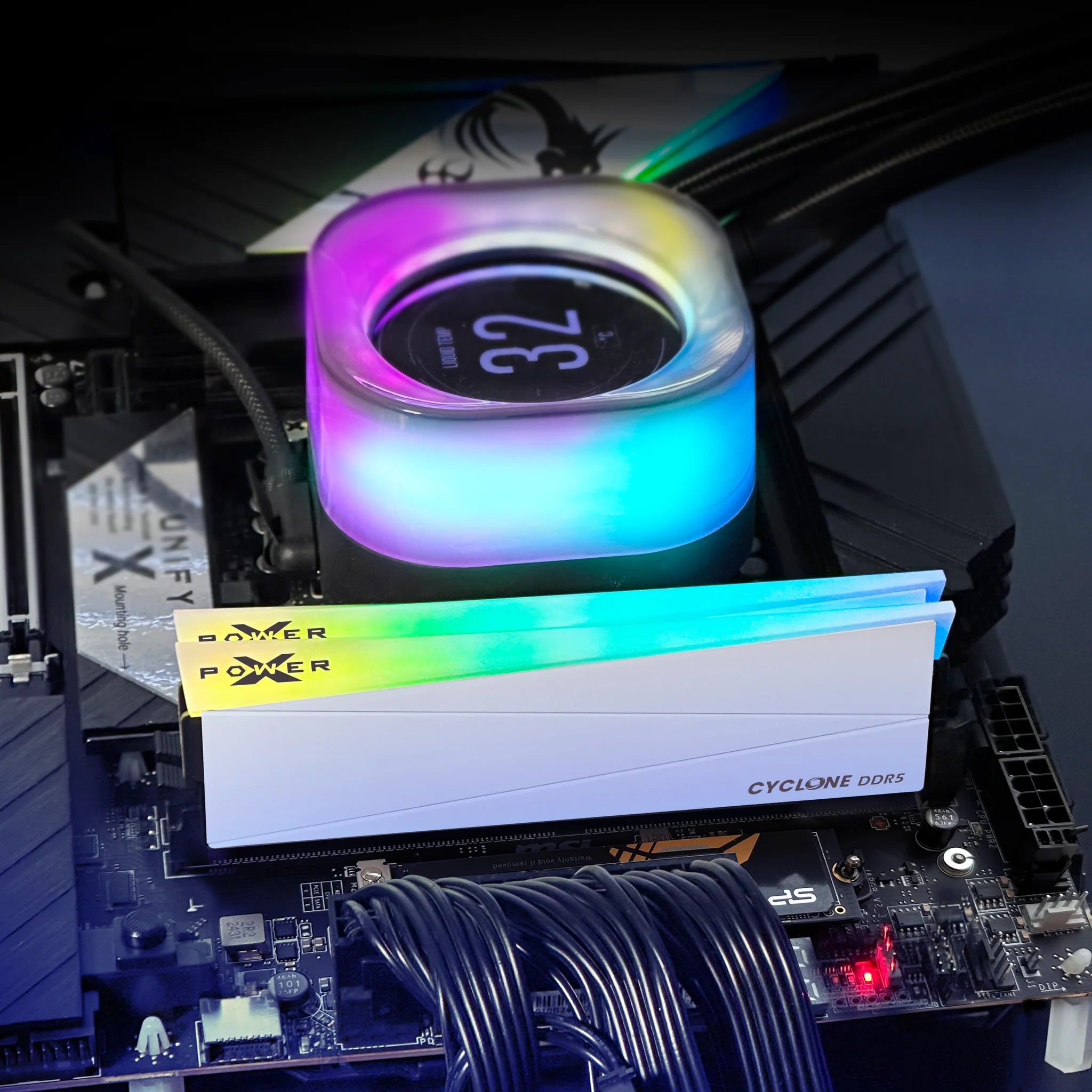 Silicon Power Cyclone RGB DDR5 6000MT/s (PC5-48000) CL36 16GB Single Pack 1.35V Desktop Unbuffered DIMM