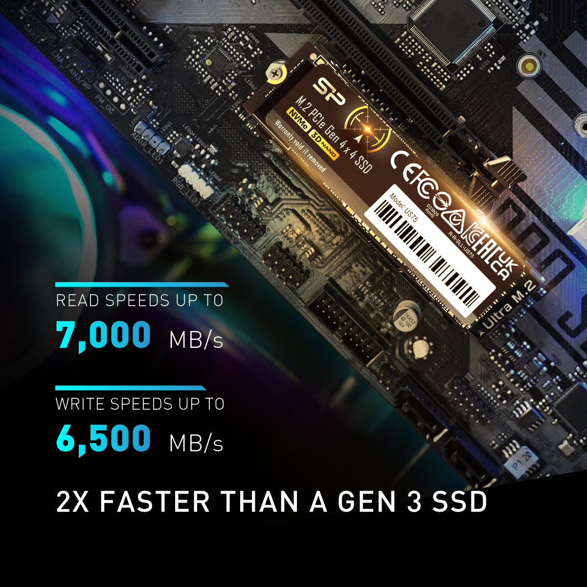 Silicon Power US75 1TB-4TB NVMe Gen4x4 M.2 2280 Internal Solid State Drive Compatible with PS5