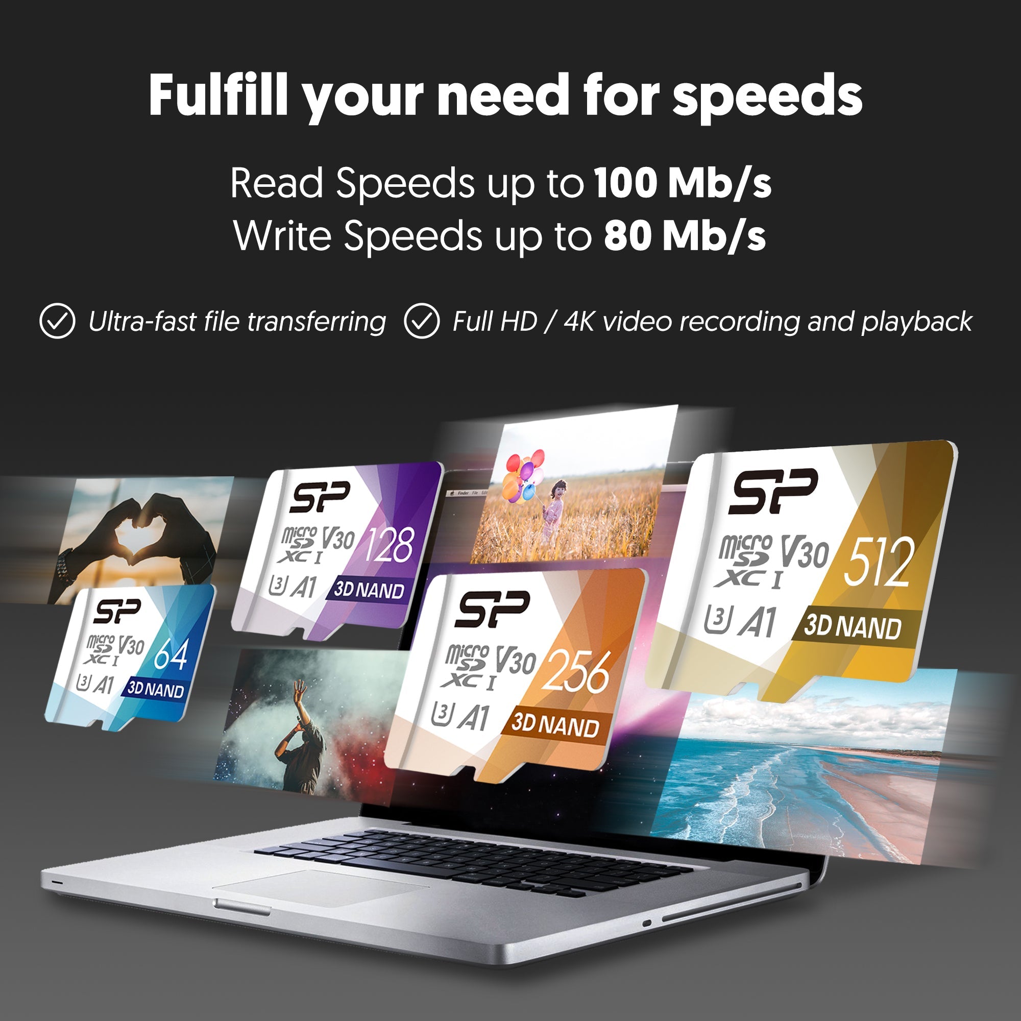 Silicon Power 128GB-1TB Superior UHS-1(U3) V30 A1 MicroSD Memory Card with Adapter